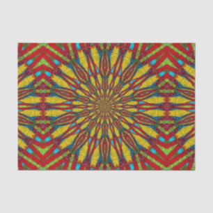  Abstract Hippie Red & Yellow Floral Ethnic Tribal Tissue Paper