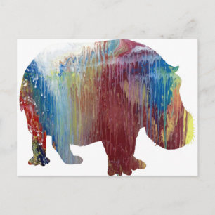 Abstract Hippopotamus silhouette Postcard