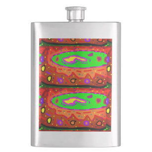 ABSTRACT HIPPY ART RETRO HIP FLASK