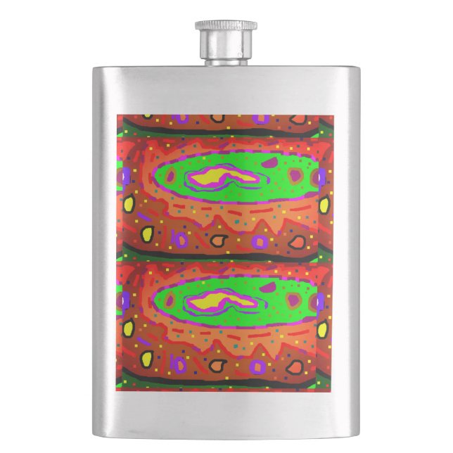 ABSTRACT HIPPY ART RETRO HIP FLASK (Front)