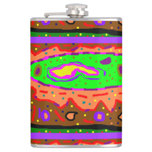 ABSTRACT HIPPY ART RETRO HIP FLASK