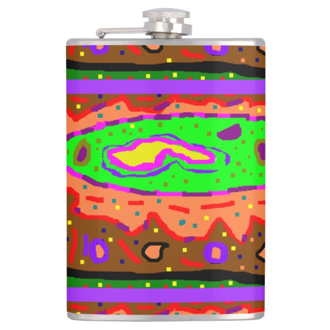 ABSTRACT HIPPY ART RETRO HIP FLASK (Front)
