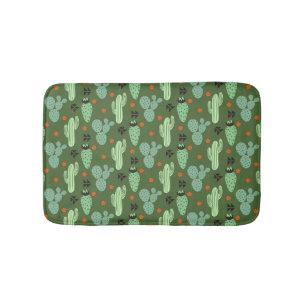 Abstract Hipster Cactus Desert Pattern Bath Mat