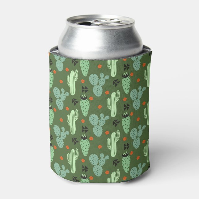 Abstract Hipster Cactus  Desert Pattern Can Cooler (Can Front)