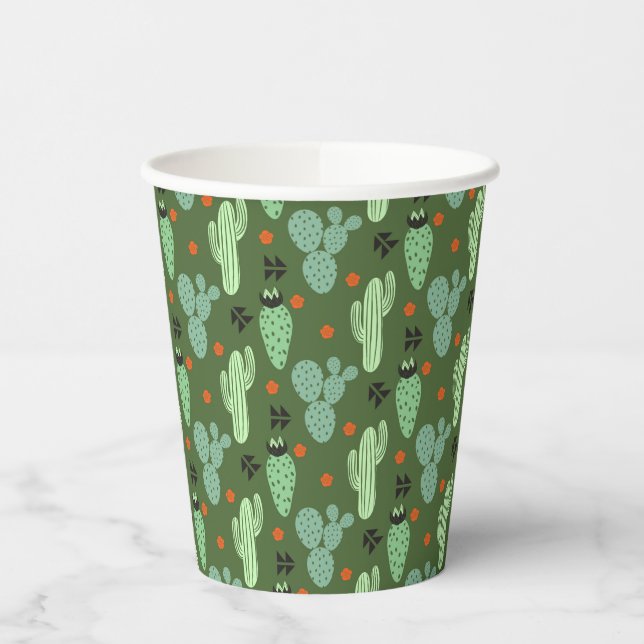 Abstract Hipster Cactus  Desert Pattern Paper Cups (Left)