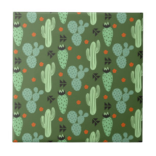 Abstract Hipster Cactus  Desert Pattern Tile