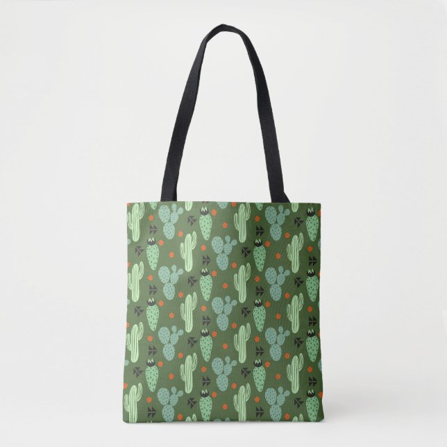 Abstract Hipster Cactus  Desert Pattern Tote Bag (Front)