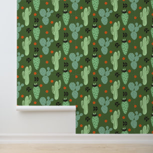 Abstract Hipster Cactus Desert Pattern Wallpaper