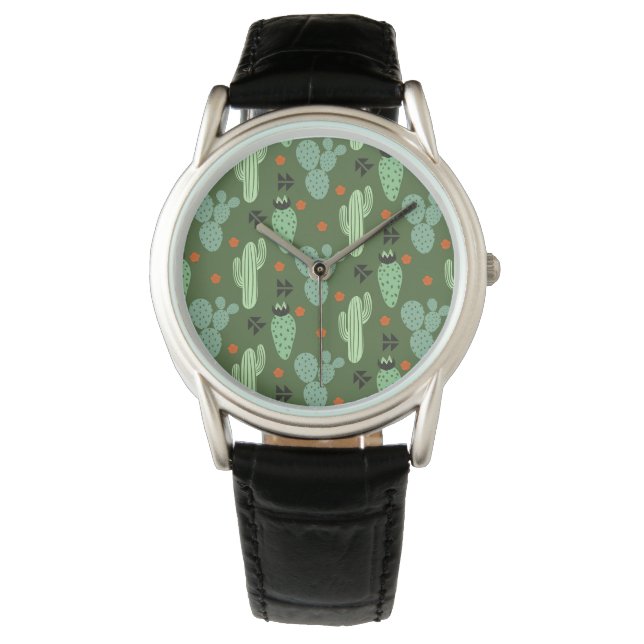 Abstract Hipster Cactus  Desert Pattern Watch (Front)