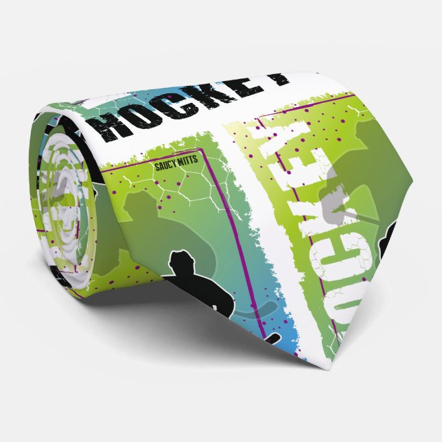 Abstract Hockey Player Blue and Green Tie (Rolled)