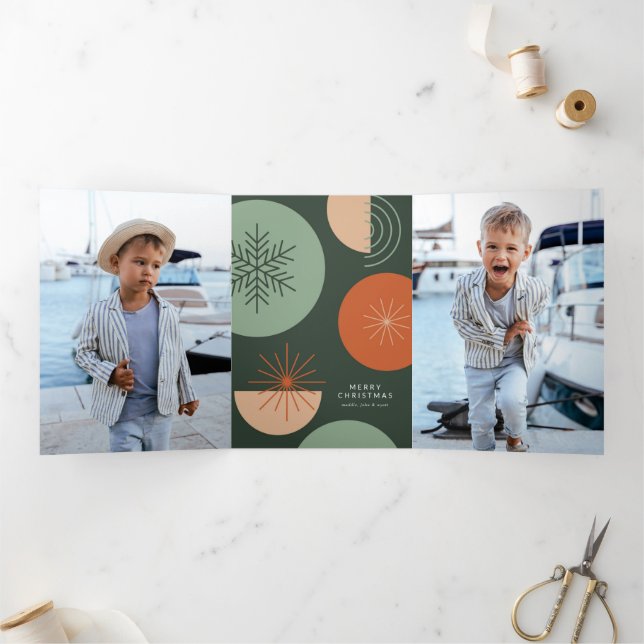 Abstract Holiday Circles Tri-Fold Holiday Card (Inside)