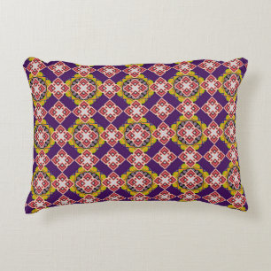 Abstract holiday wrapping paper in violet, pink an decorative cushion