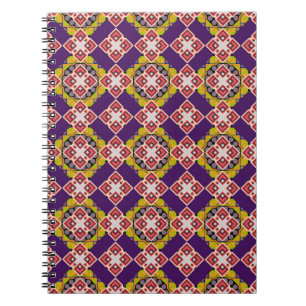 Abstract holiday wrapping paper in violet, pink an notebook