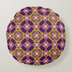 Abstract holiday wrapping paper in violet, pink an round cushion