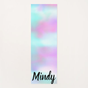Abstract Hologram  Rainbow Pink Blue Yoga Mat
