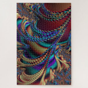 Abstract Holographic Fractal Alien Landscape Jigsaw Puzzle