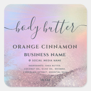 Abstract holographic gold modern script product cl square sticker