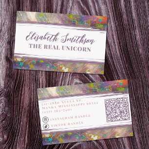 Abstract Holographic Rainbow Rose Gold Feminine Business Card