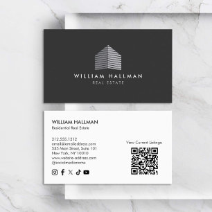 Abstract Home Logo Gray/Dark Gray QR code Business Card