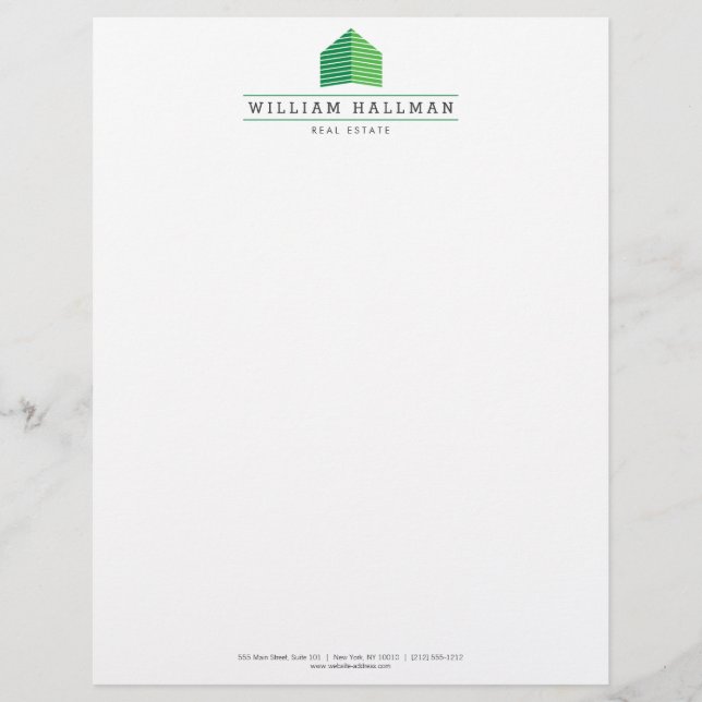Abstract Home Logo Green/White Letterhead Template (Front)
