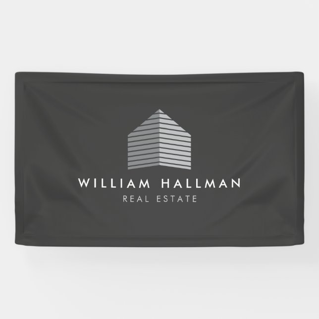 Abstract Home Logo Grey/Dark Grey Banner (Horizontal)