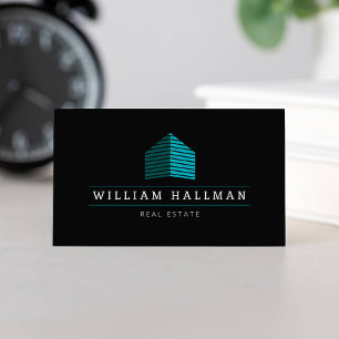 Abstract Home Logo Teal/Black Business Card