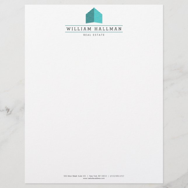 Abstract Home Logo Teal/White Letterhead Design (Front)