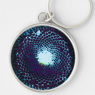 Abstract Honeycomb Design blue and purple Key Ring
