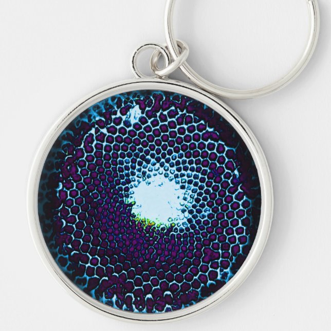 Abstract Honeycomb Design blue and purple Key Ring (Front)