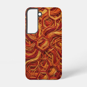 Abstract Honeycomb Fire Red Thread Samsung Cases