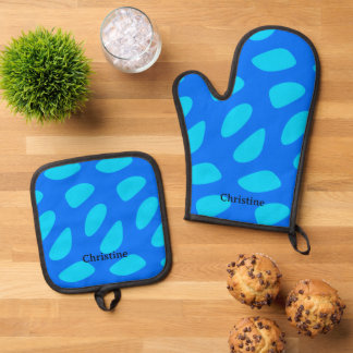 Abstract Honeycomb Teardrop Pattern Oven Mitt & Pot Holder Set