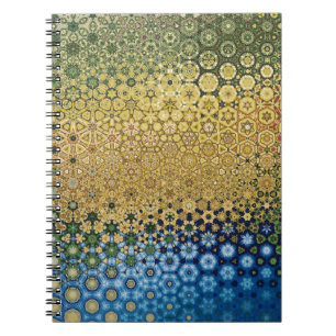 Abstract  honeycomb yellow and blue pattern art notebook