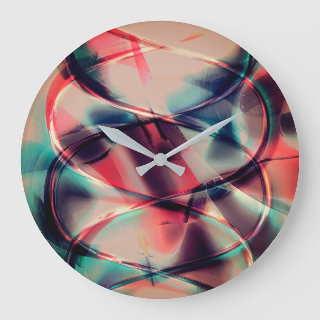Abstract hoops over yummy red and blue background  large clock (Front)