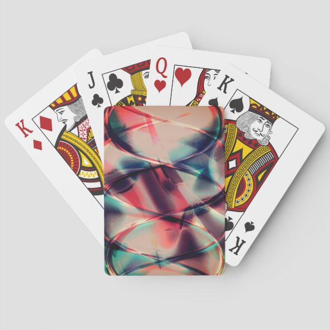 Abstract hoops over yummy red and blue background  playing cards (Back)