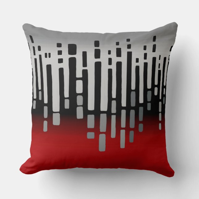 Abstract horizon, red, light grey, black cushion (Front)
