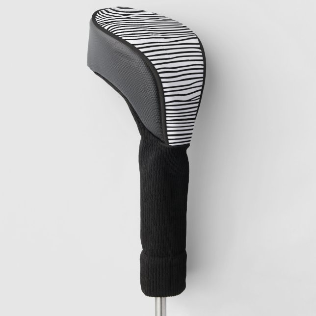 Abstract horizontal lines_black golf head cover (Angled)