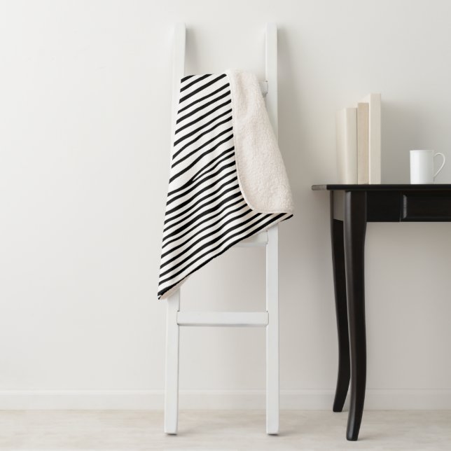 Abstract horizontal lines_black sherpa blanket (In Situ)