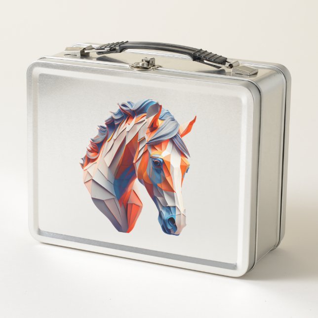 Abstract Horse Art A Colourful Twist on Wildlife I Metal Lunch Box (Front)
