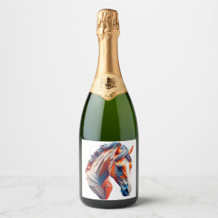 Abstract Horse Art A Colourful Twist on Wildlife I Sparkling Wine Label