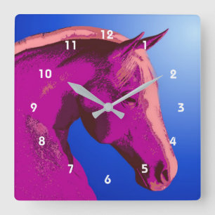 Abstract Horse Head Animal Art Square Wall Clock