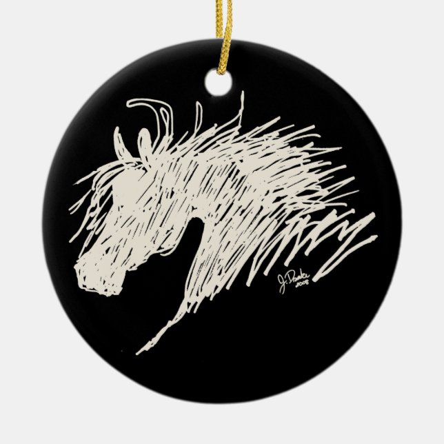 Abstract Horse Head art Ceramic Tree Decoration (Front)