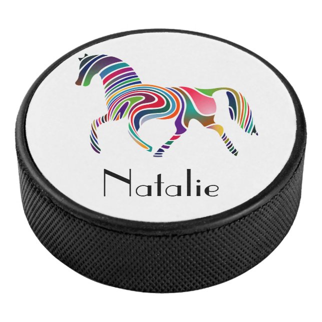 Abstract Horse Wave Design – Personalised Hockey Puck (3/4)