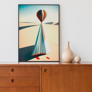  Abstract Hot Air Balloon in a Desert  Poster