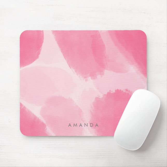 Abstract Hot Pink Brush Watercolor Personalise Mouse Mat (With Mouse)
