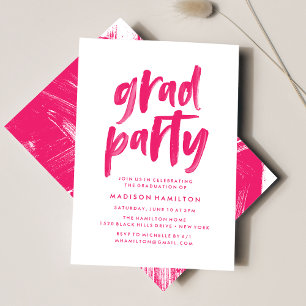 Abstract Hot Pink   Graduation Party Invitation