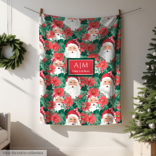 Abstract hot pink green watercolor preppy holiday fleece blanket