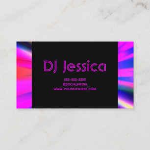 Abstract Hot Pink Neon Lights Night Club DJ Business Card