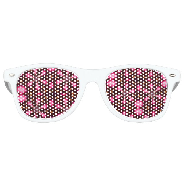 Abstract Hot Pink Stars Retro Sunglasses (Front)