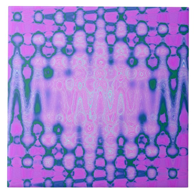 Abstract Hot Pink Wavy Tie Dye Clouds Tile (Front)