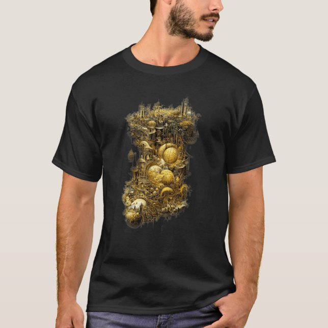 Abstract How World Looks Like In 1000 Years Map T-Shirt (Front)